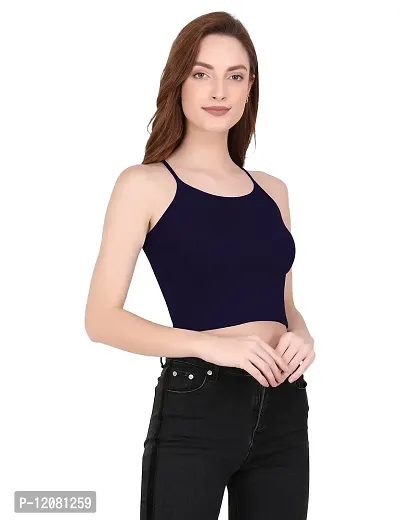 THE BLAZZE 1002 Women's Sleeveless Crop Tops Sexy Strappy Tees (Small(30"-32"), S - Navy)-thumb4