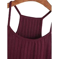 THE BLAZZE Women's Summer Basic Sexy Strappy Sleeveless Racerback Camisole Crop Top (L, Maroon)-thumb1