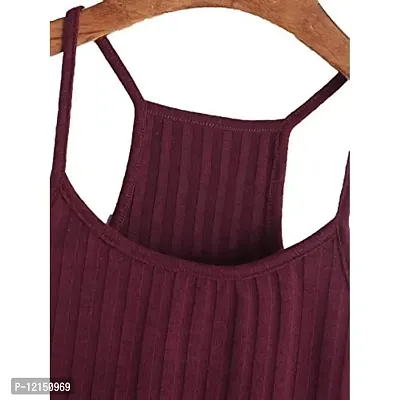 THE BLAZZE Women's Summer Basic Sexy Strappy Sleeveless Racerback Camisole Crop Top (L, Maroon)-thumb2