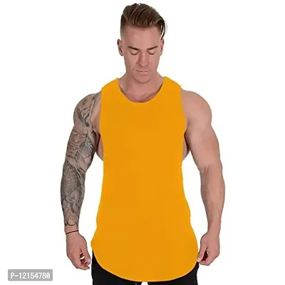 THE BLAZZE 0023 Men's Tank Tops Muscle Gym Bodybuilding Vest Fitness Workout Train Stringers (Large(38rdquo;-40), B - Yellow)