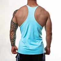 THE BLAZZE Men's Gym Stringer Tank Top Bodybuilding Athletic Workout Muscle Fitness Vest (S, Turquise Blue)-thumb3