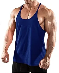 THE BLAZZE Stringer Gym Tank Top Vest/Vests for Mens Sports Wear (Maroon+Navy, M)-thumb1