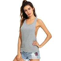 THE BLAZZE Women's Sleeveless Loose Fit Racerback Yoga Workout Tank Top (S, Grey+White)-thumb1