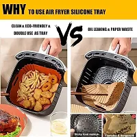 (2 PCS) Square Silicone Air Fryer Liners - 8 Inch Reusable Air Fryer Pot -   4 to 7 QT Oven Microwave Accessories (Multicolour)-thumb4