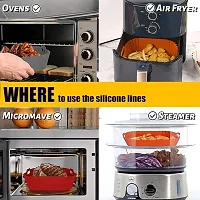 (2 PCS) Square Silicone Air Fryer Liners - 8 Inch Reusable Air Fryer Pot -   4 to 7 QT Oven Microwave Accessories (Multicolour)-thumb1