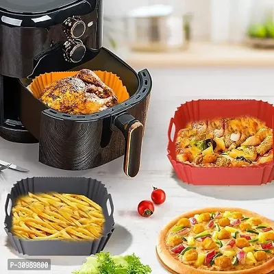 (2 PCS) Square Silicone Air Fryer Liners - 8 Inch Reusable Air Fryer Pot -   4 to 7 QT Oven Microwave Accessories (Multicolour)-thumb3