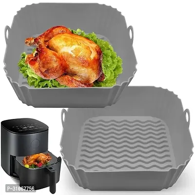 (Pack Of 2) Silicone Air Fryer Liners Replacement of Parchment Liner Paper (Multicolour)-thumb0