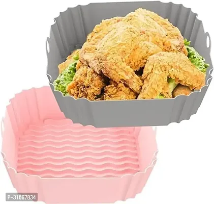 (Pack of 2) Silicone Air Fryer Liners Replacement of Parchment Liner Paper Airfryer Liners (Multicolour)