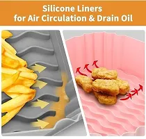 (Pack of 2) Silicone Air Fryer Liners Replacement of Parchment Liner Paper Airfryer Liners (Multicolour)-thumb3