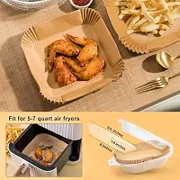 100 pcs 8 inch Square Disposable Parchment Paper Liner for AirFryer Basket, Oven, Non Stick-thumb2