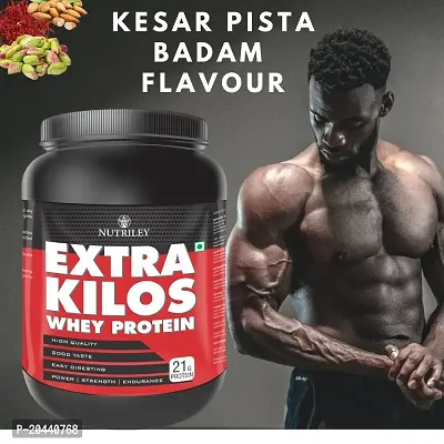 Nutriley Extra Kilos - Body Weight / Muscle Gainer Whey Protein Supplement, Muscle gainer supplement, Whey protein supplement, Natural Body gain powder, Muscle badhane ke liye protein 500 G