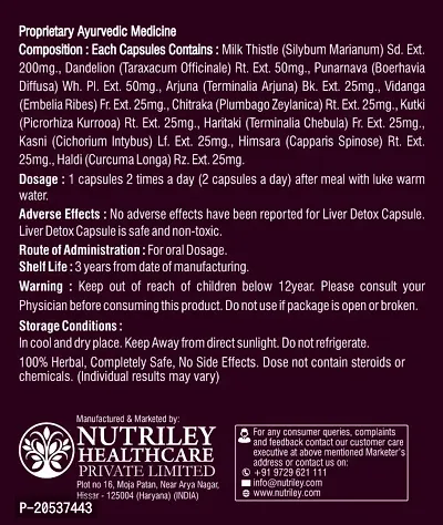 Nutriley Liver Detox Capsules for Liver Cleaning, Capsule for Improve Liver Function, Capsules for Fatty Liver, Capsuler for Repair Liver Damage, Improve Liver Function Fatty Liver 60 Capsules-thumb5