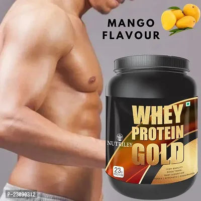 Nutriley Whey Protein Gold Powder Nutritional Supplement, Muscle Protein, Muscle Gainer, Body Gainer Protein, Muscle Gainer Protein, Whey Protein, Whey Protein 500 G Mango Flavour-thumb0