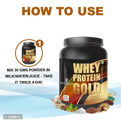 Nutriley Whey Protein Gold Powder Nutritional Supplement, Muscle Protein, Muscle Gainer, Body Gainer Protein, Muscle Gainer Protein, Whey Protein, Whey Protein 500 G Mango Flavour-thumb2