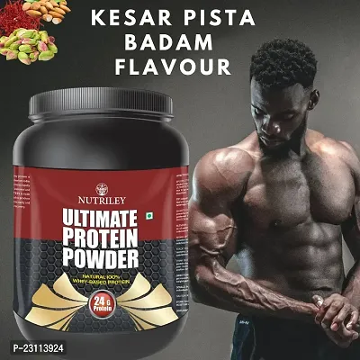 Nutriley Utimate Protein Powder, Ultimate Whey Protein Powder, Muscle Badhane Ke liye Protein, Ultimate Protein Supplement for Women, 500 G Kesar Pista Badam Flavour