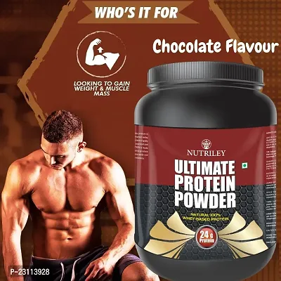 Nutriley Utimate Protein Powder, Ultimate Whey Protein Powder, Muscle Badhane Ke liye Protein, Ultimate Protein Supplement for Women, Stamina Badhane Ke Liye Supplement-500 G Chocolate Flavour-thumb0