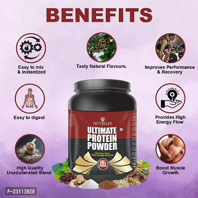Nutriley Utimate Protein Powder, Ultimate Whey Protein Powder, Muscle Badhane Ke liye Protein, Ultimate Protein Supplement for Women, Stamina Badhane Ke Liye Supplement-500 G Chocolate Flavour-thumb2