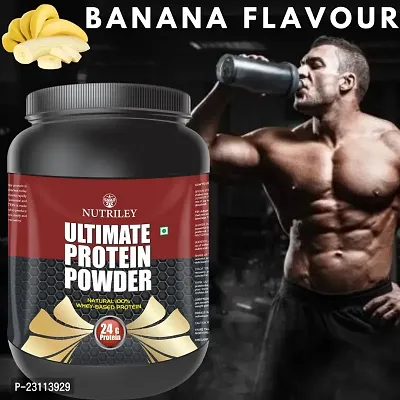 Nutriley Utimate Protein Powder, Ultimate Whey Protein Powder, Muscle Badhane Ke liye Protein, Ultimate Protein Supplement for Women, Stamina Badhane Ke Liye Supplement-500 G Banana Flavour-thumb0
