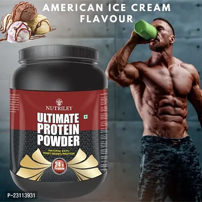 Nutriley Utimate Protein Powder, Ultimate Whey Protein Powder, Muscle Badhane Ke liye Protein, Ultimate Protein Supplement for Women, Stamina  Ke Liye Supplement-500 G  American Ice Cream Flavour