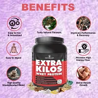 Nutriley Extra Kilos Premium, Whey Protein, Powder 1 Kg Weight Gainer, With Chocolate Flavour, For Mass Gain  Muscle Gain 1 KG Strawberry Falvour-thumb1