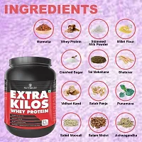 Nutriley Extra Kilos Premium, Whey Protein, Powder 1 Kg Weight Gainer, With Chocolate Flavour, For Mass Gain  Muscle Gain 1 KG Strawberry Falvour-thumb3