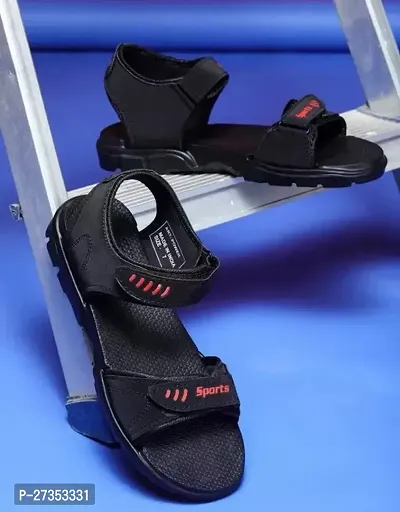 Stylish Black PU Sandals For Boy-thumb0