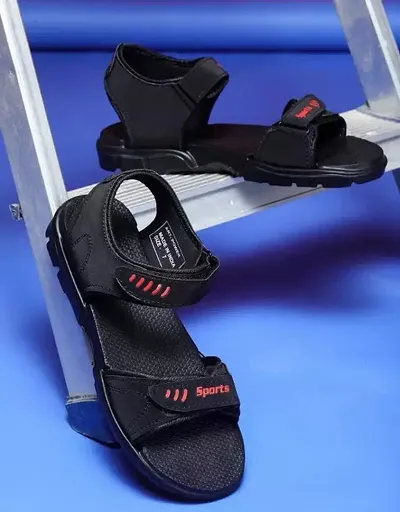 Stylish Black PU Sandals For Boy