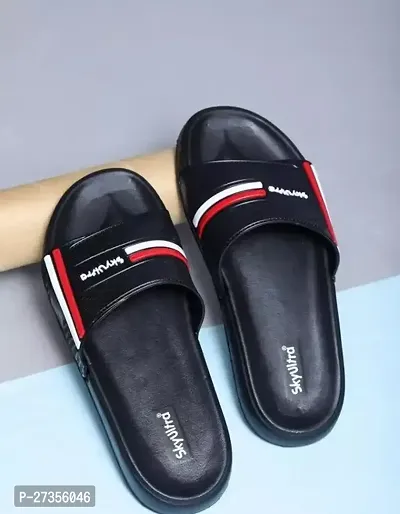 Stylish Black EVA Self Design Sliders For Men-thumb0