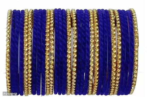 Elegant Blue Glass Bangles Set For Women-thumb0