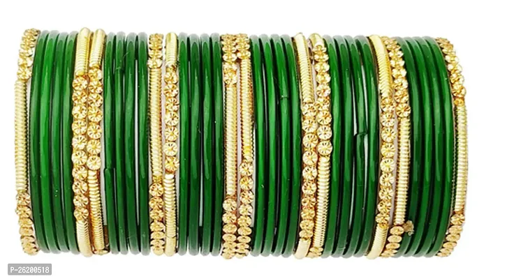 Elegant Green Glass Bangles Set For Women