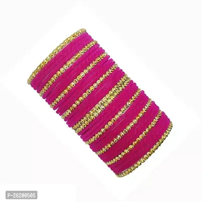 Elegant Magenta Glass Bangles Set For Women