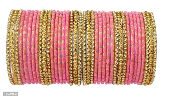 Elegant Peach Glass Bangles Set For Women-thumb0