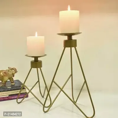 Iron Candle Holder Set (Gold, Pack Of 2)