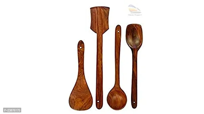 Classic Shoppe Handmade Wooden Serving and Cooking Spoon Kitchen Tools Set of 4