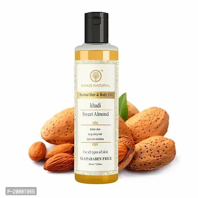 Khadi Natural Sweet Almond Hair  Body Oil (Pack 2, 210ML)-thumb3