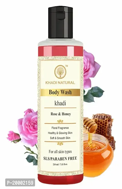 Khadi Natural Rose And Honey Body Wash- Sls  Paraben Free - 210 ml (Pack 1, 210ML)