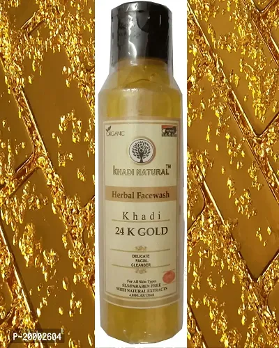 KHADI ORGANIC 100% NATURAL Gold Beauty 24K Pure Gold Face Wash With French Rose Extracts Get Clear Radiant Glow, Removes Dullness, Illuminated Glow, SLS and Paraben Free 120 g