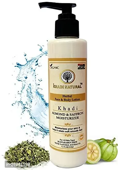 Khadi Natural Herbal Almond  Saffron Face/Body Lotion (210ml)