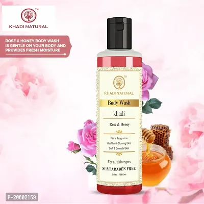 Khadi Natural Rose And Honey Body Wash- Sls  Paraben Free - 210 ml (Pack 1, 210ML)-thumb2