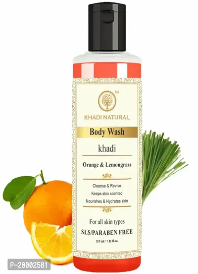 Khadi Natural Orange and Lemongrass Body Wash 210 ml (Pack 1, 210ML)