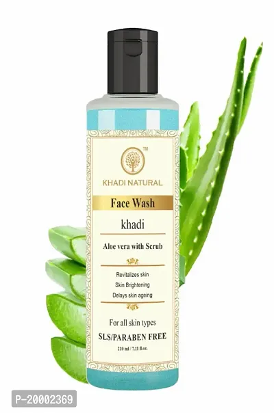 Khadi Natural Aloevera Face Wash With Scrub (Sls  Paraben Free)-210 ml (Pack 1, 210ML)