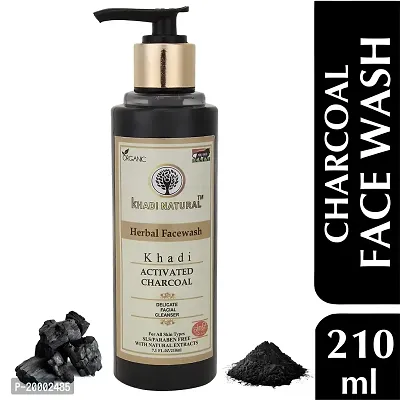 Khadi Natural Activated Charcoal herbal face wash for men women, 210 ml-thumb2