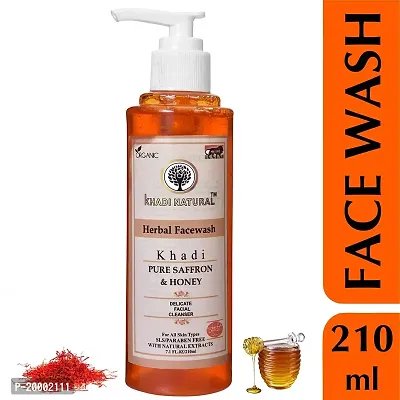 KHADI NATURAL Herbal Natural Herbal Face wash with saffron and honey, 210 ml
