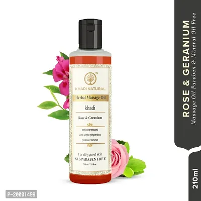 Khadi Natural Ayurvedic Rose Geranium Massage Oil 210ml|Calm senses|Anti-inflammatory properties| Treats minor skin irritation|Paraben and Mineral Oil Free|Suitable for All Skin Types (Pack 1, 210ML)-thumb4