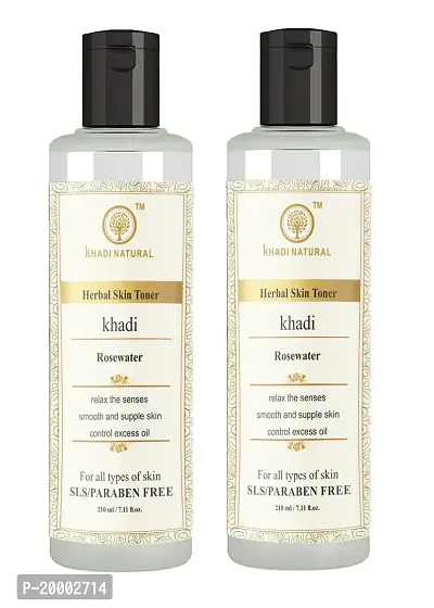 KHADI NATURAL Rose Water Herbal Skin Toner, 210ml (Pack 2, 210ML)
