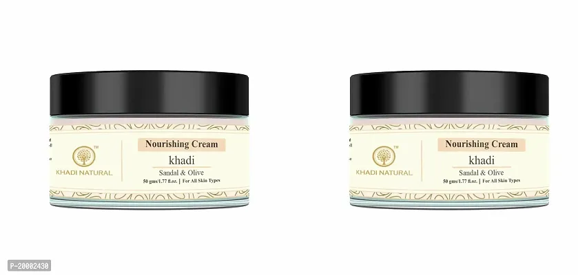 KHADI NATURAL Ayurvedic Sandal and Olive Face Nourishing Cream, 50g (Pack 2, 50G)