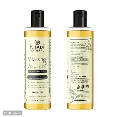 Khadi Natural Vitalising Herbal Hair Oil| Hair Oil for Hair Growth |Paraben  Mineral Oil Free | Suitable for All Hair Types 210 ML Pack 2-thumb3