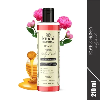 Khadi Natural Rose And Honey Body Wash- Sls  Paraben Free - 210 ml