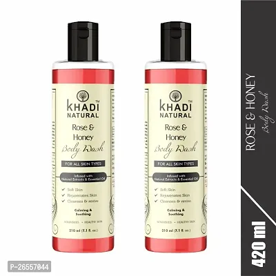 Khadi Natural Rose And Honey Body Wash- Sls  Paraben Free - 210 ml Pack 2-thumb0