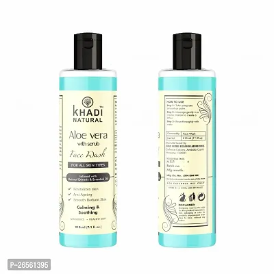 Khadi Natural Aloevera Face Wash With Scrub 210 ML - Exfoliating and Hydrating Facial Cleanser Pack 2-thumb3